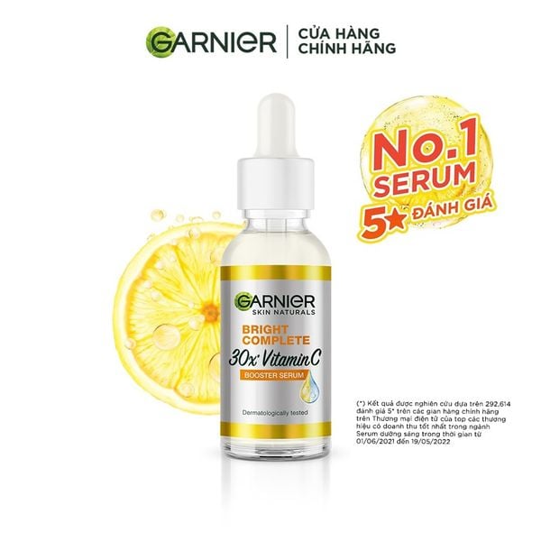 Tinh Chất Garnier Tăng Cường Sáng Da Mờ Thâm Bright Complete 30x Vitamin C Booster Serum 30ml