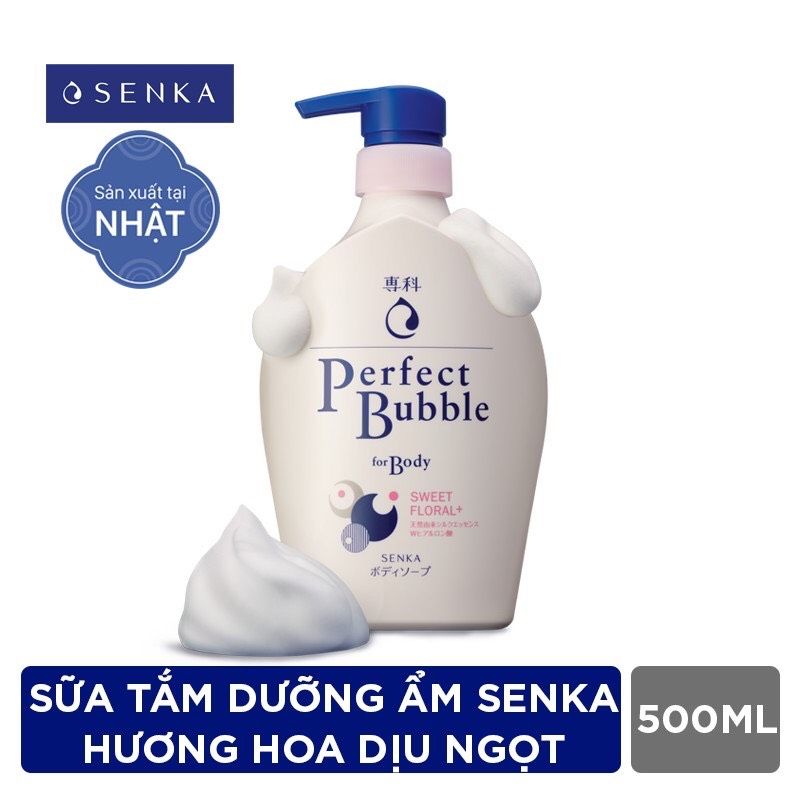  Sữa Tắm Dưỡng Ẩm Senka Perfect Bubble - Hương Hoa Hồng và Đinh Hương 500ml 