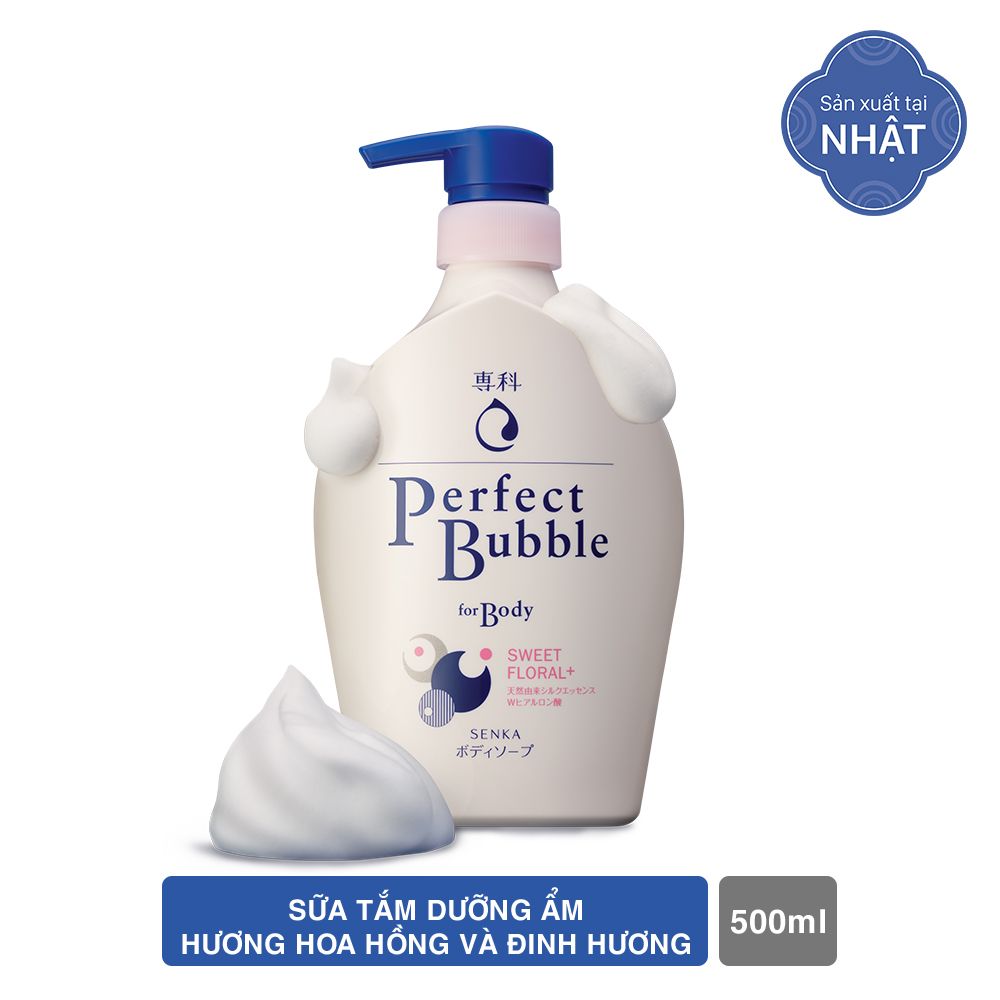  Sữa Tắm Dưỡng Ẩm Senka Perfect Bubble - Hương Hoa Hồng và Đinh Hương 500ml 