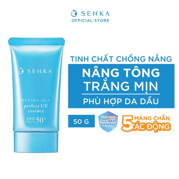 Tinh Chất Chống Nắng Senka Nâng Tông Sáng Mượt Dành Cho Da Dầu Perfect UV Essence SPF50+ PA++++ 50g