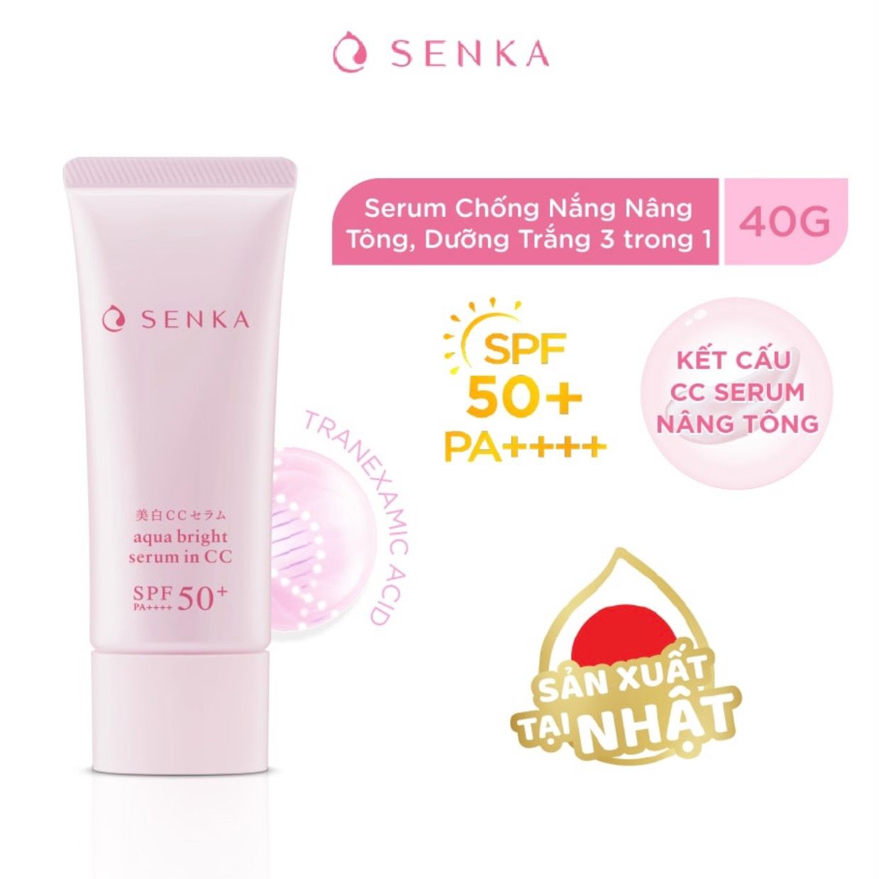  Serum Chống Nắng Senka 3 In 1 Dưỡng Sáng Da Nâng Tông White Beauty Serum In CC 40g 