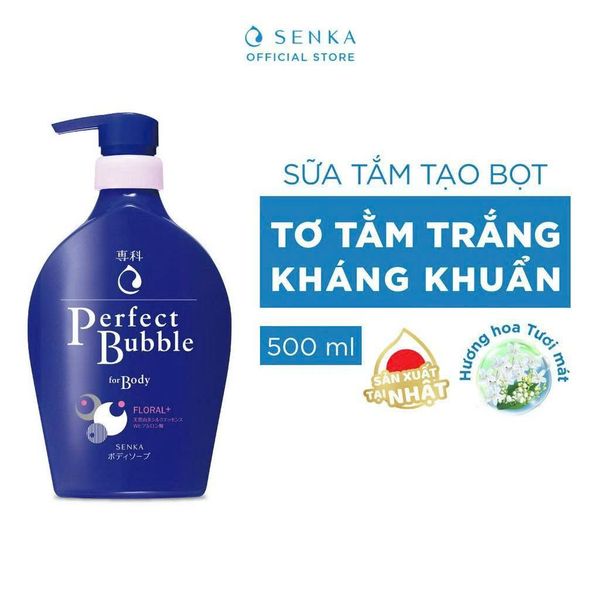 Sữa Tắm Senka Dưỡng Ẩm Hương Hoa Tươi Mát Perfect Bubble for Body Floral Plus - Hương Linh Lan và Hoa Nhài 500ml