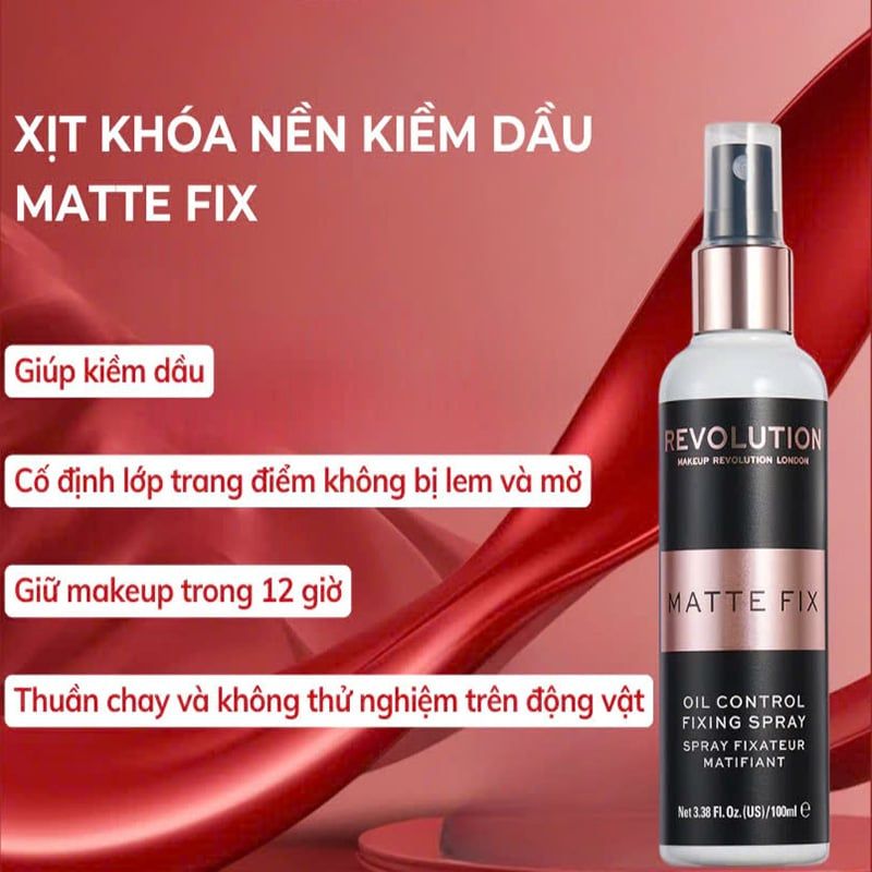 Xịt Khóa Nền Kiềm Dầu Makeup Revolution - Matte Fix - 3.38 fl. oz. (us)/ 100 ml