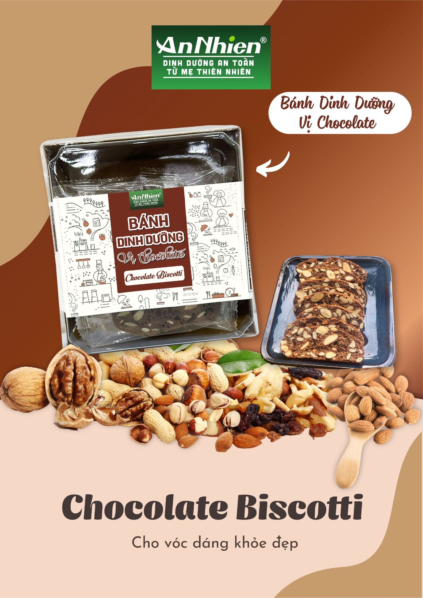 Thực phẩm dinh dưỡng vị chocolate 100 g (Chocolate biscotti 100 g)