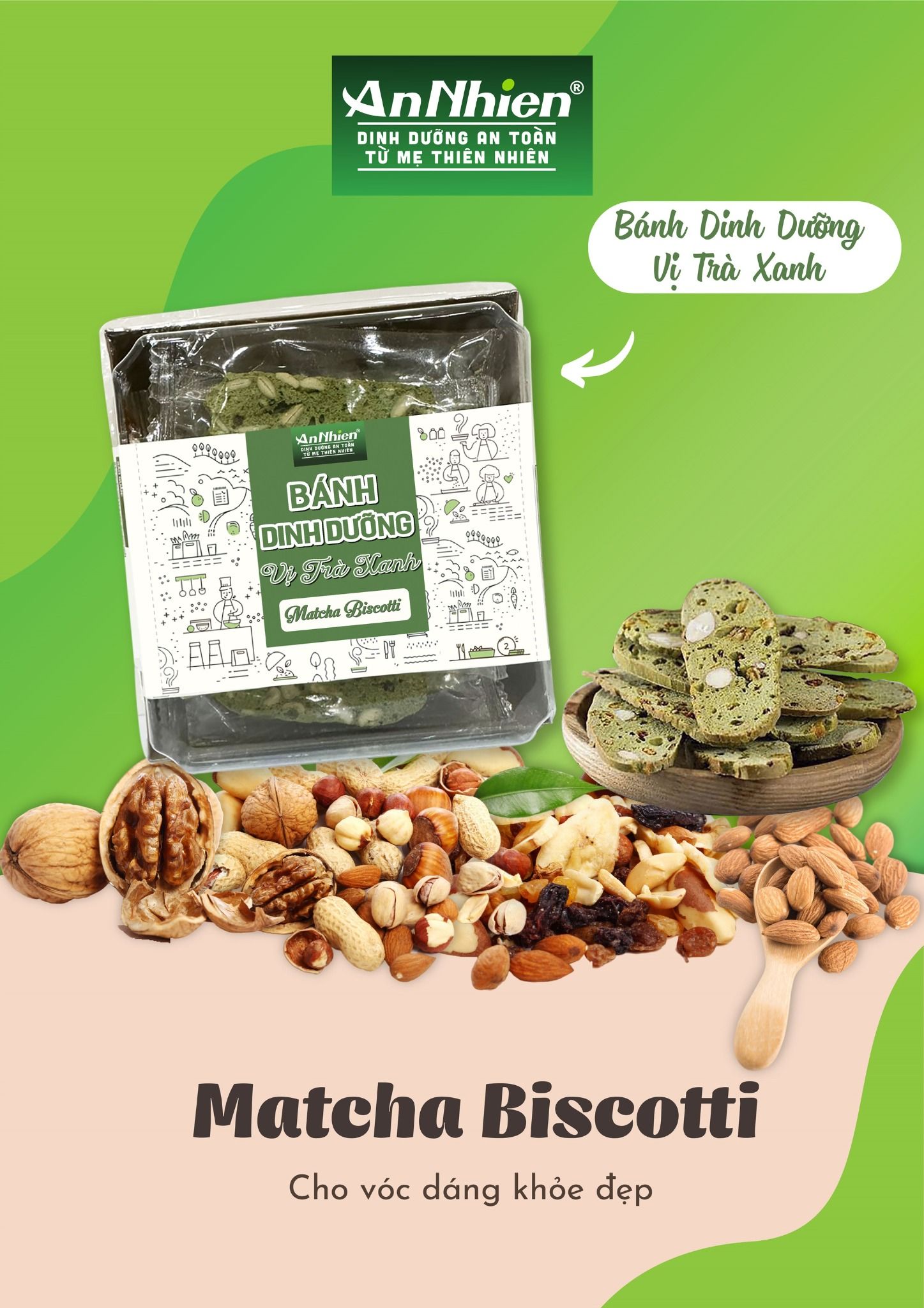 Thực phẩm dinh dưỡng vị Trà Xanh 100 g (Matcha biscotti 100 g)