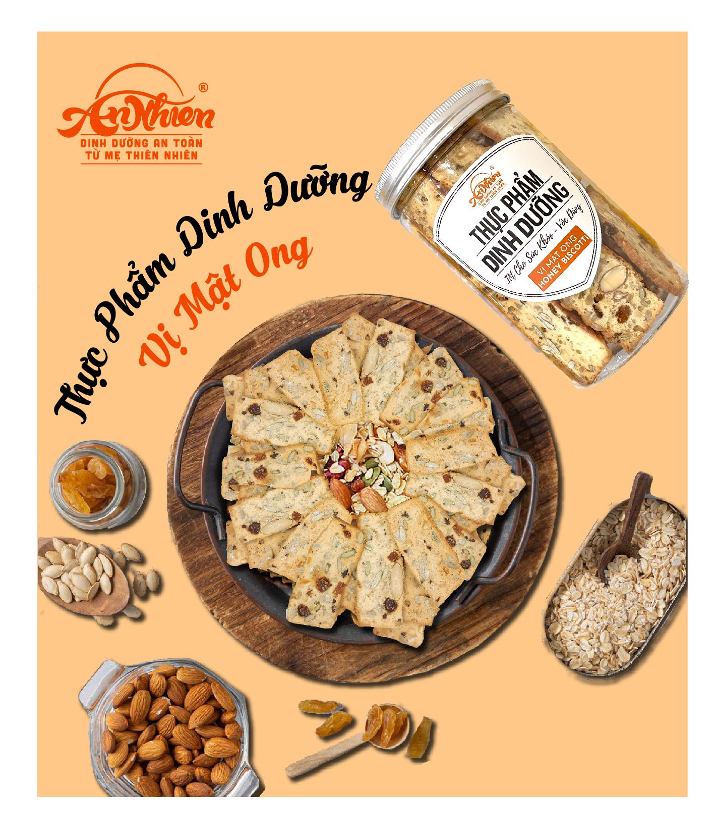 Thực phẩm dinh dưỡng vị mật ong (Honey biscotti)