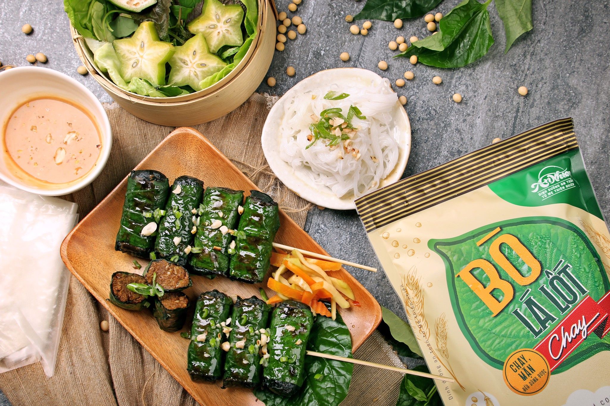 Bò Lá Lốt Chay (Vegan Grilled Beef Wrapped In Wild Betel Leaf)