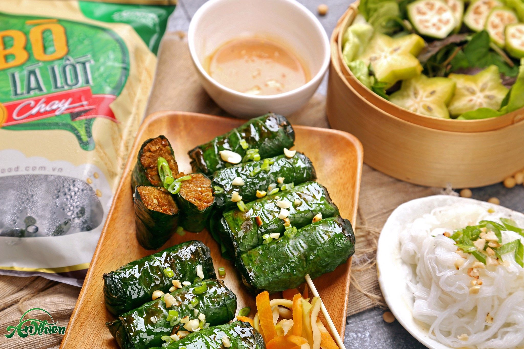 Bò Lá Lốt Chay (Vegan Grilled Beef Wrapped In Wild Betel Leaf)