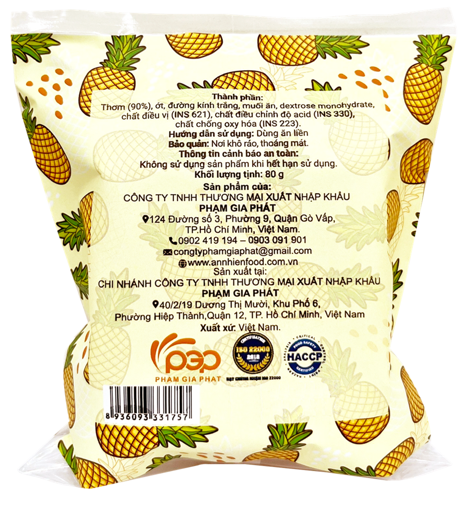Thơm Sấy Muối Ớt (Dried Pineapple With Chili Salt)