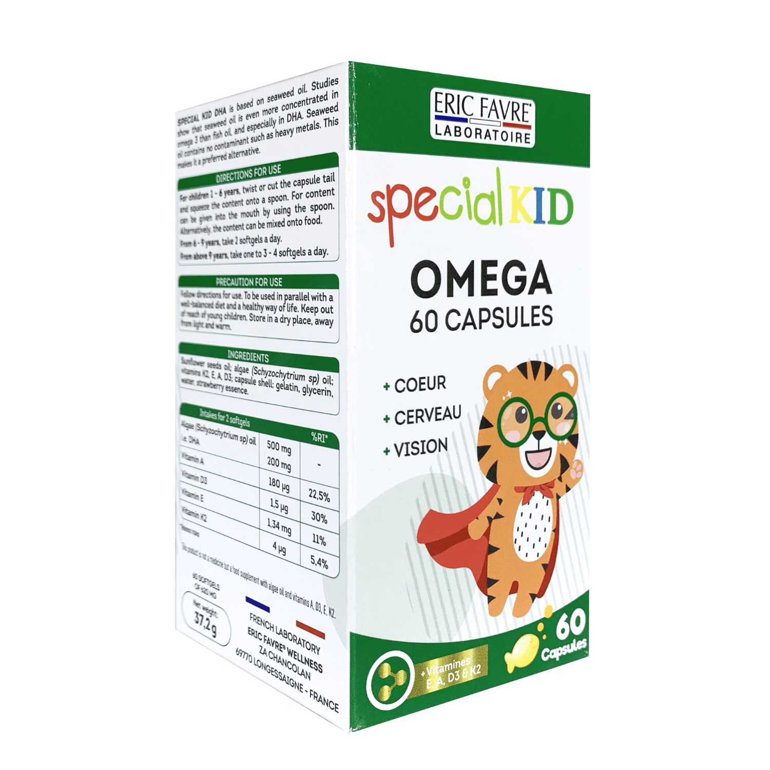  Special Kid Omega Capsules - Hỗ trợ tăng cường thị lực, tốt cho não bộ và tim mạch  [Hộp 60 viên – Nhập khẩu Pháp] 