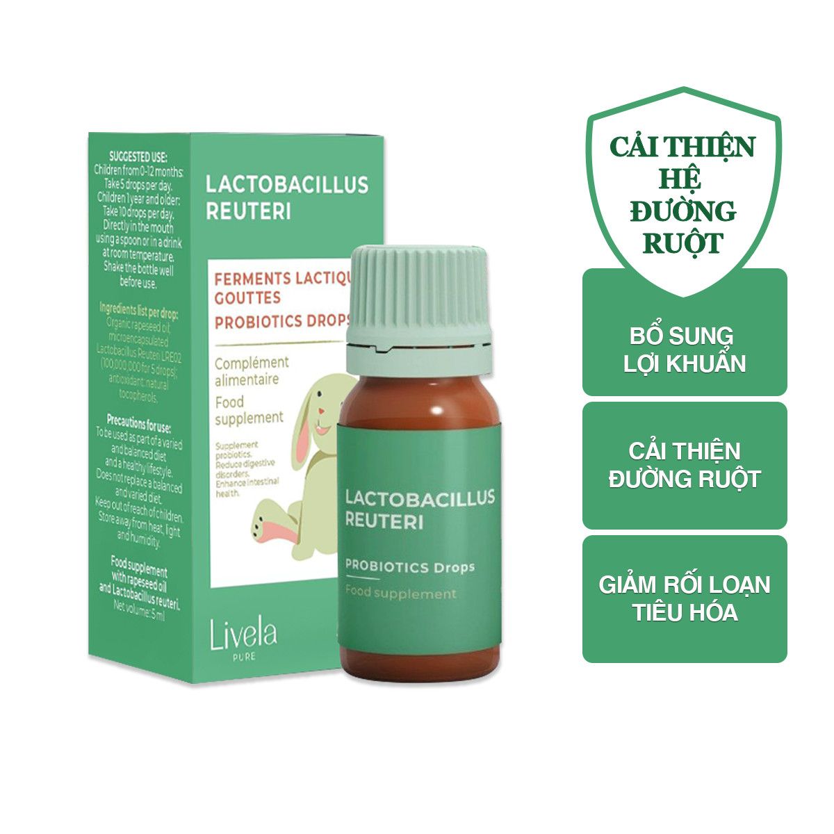 TPBVSK LACTOBACILLUS REUTERI - Giúp bổ sung vi khuẩn có lợi, cải thiện hệ vi sinh đường ruột, giảm rối loạn tiêu hoá.