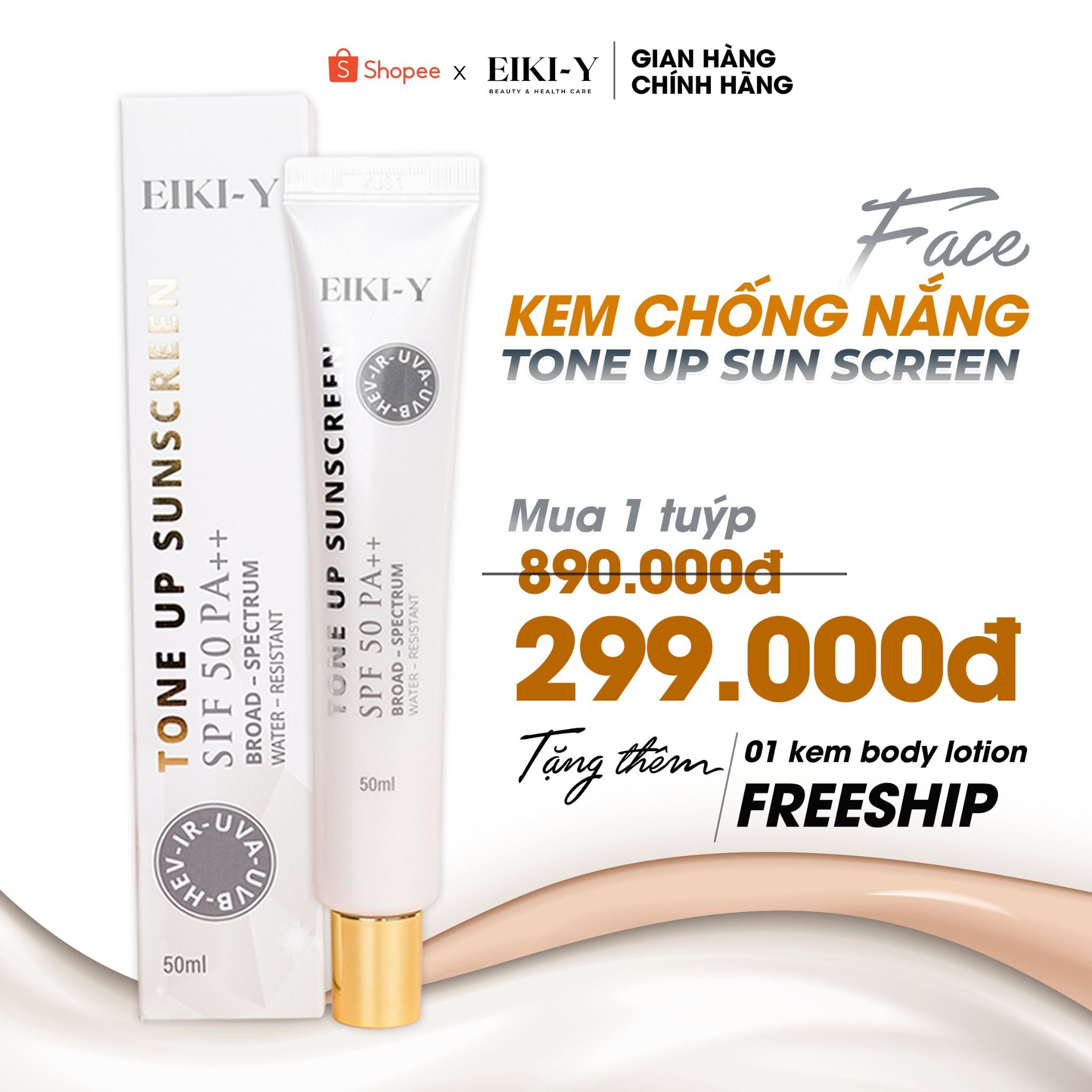 Mua 1 Kem Chống Nắng EIKI-Y tặng Body Nhân Sâm