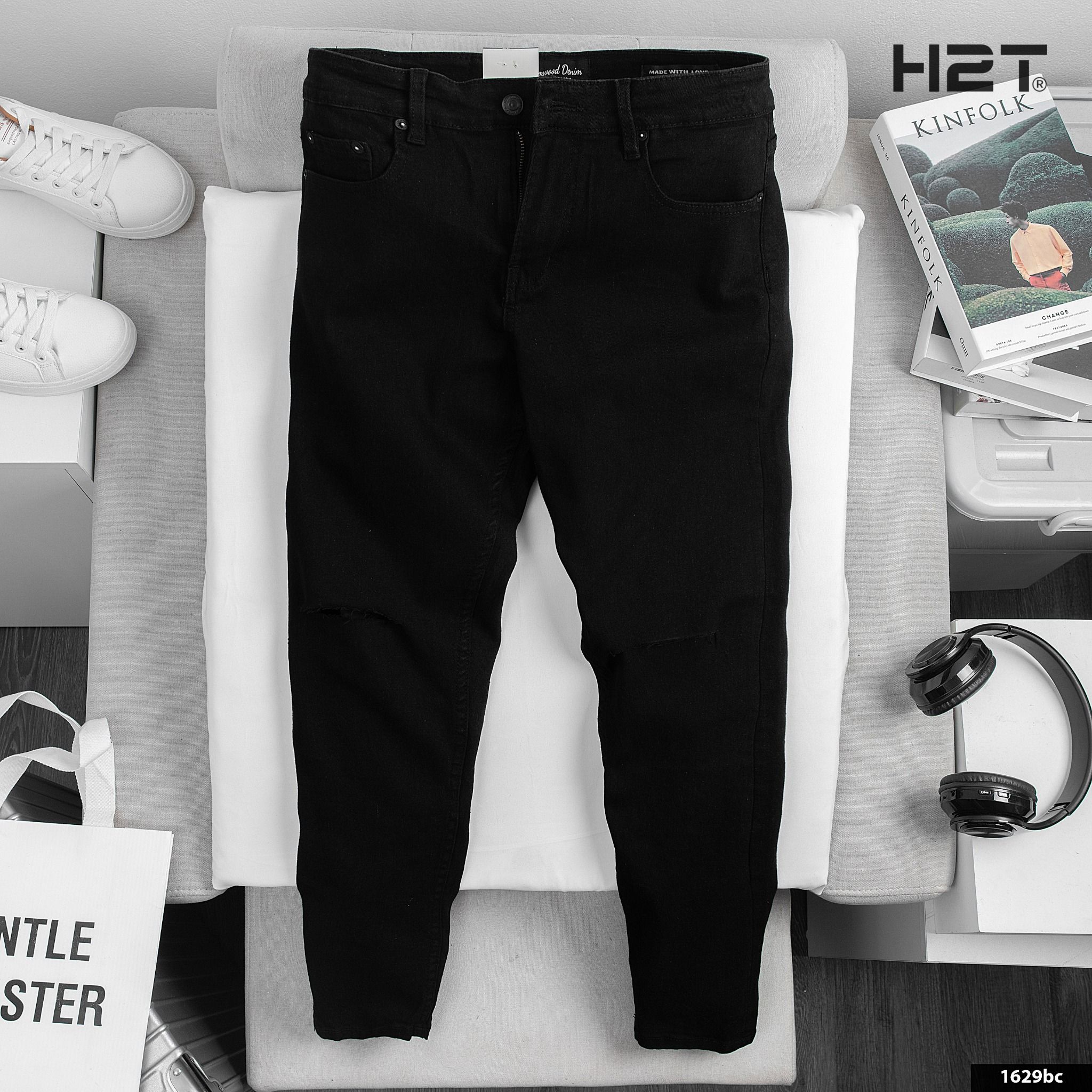Quần Jeans Black Ripped Slim Tapper 1629