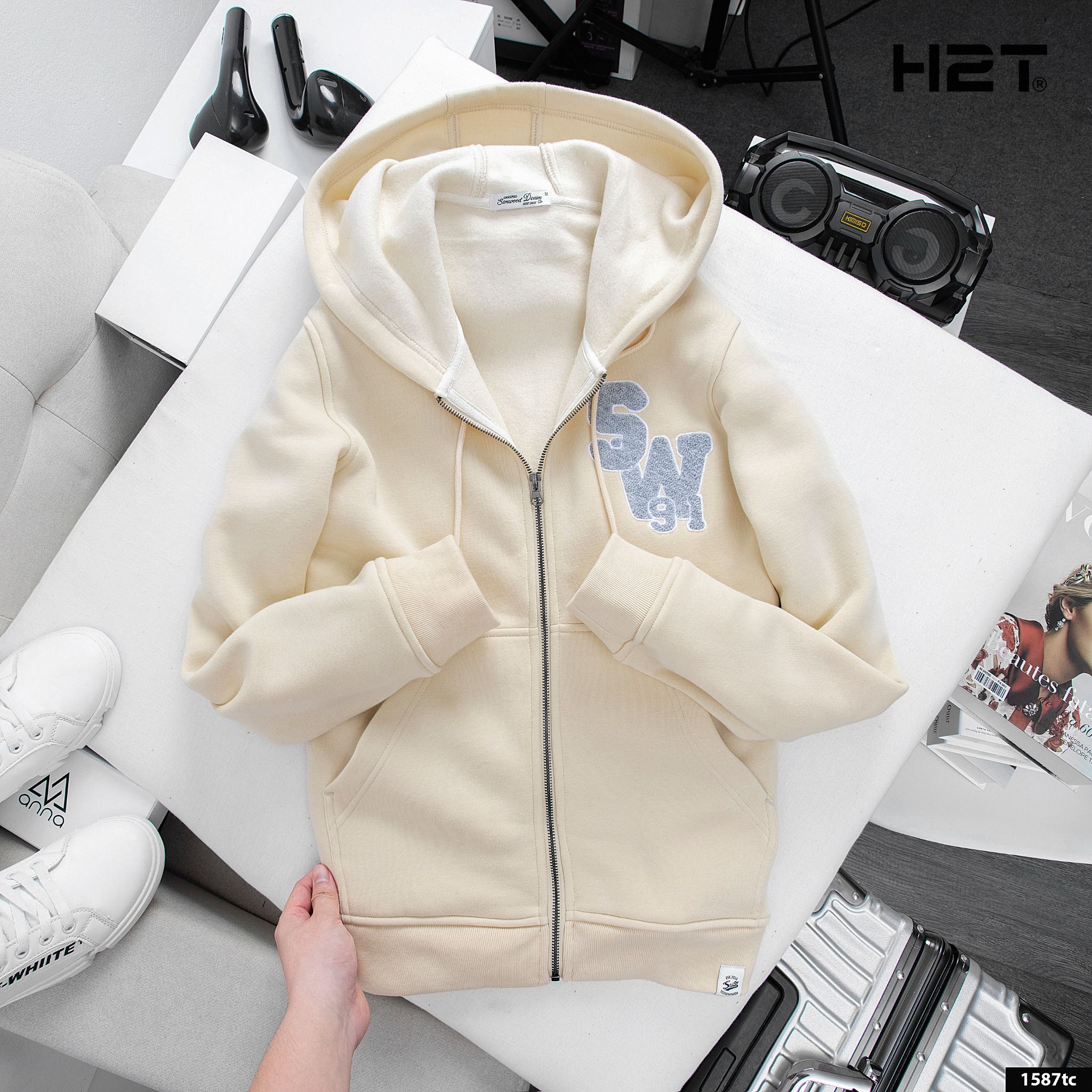Áo Hoodie Zip Nỉ Bông Logo Thêu Xù SW91 1587