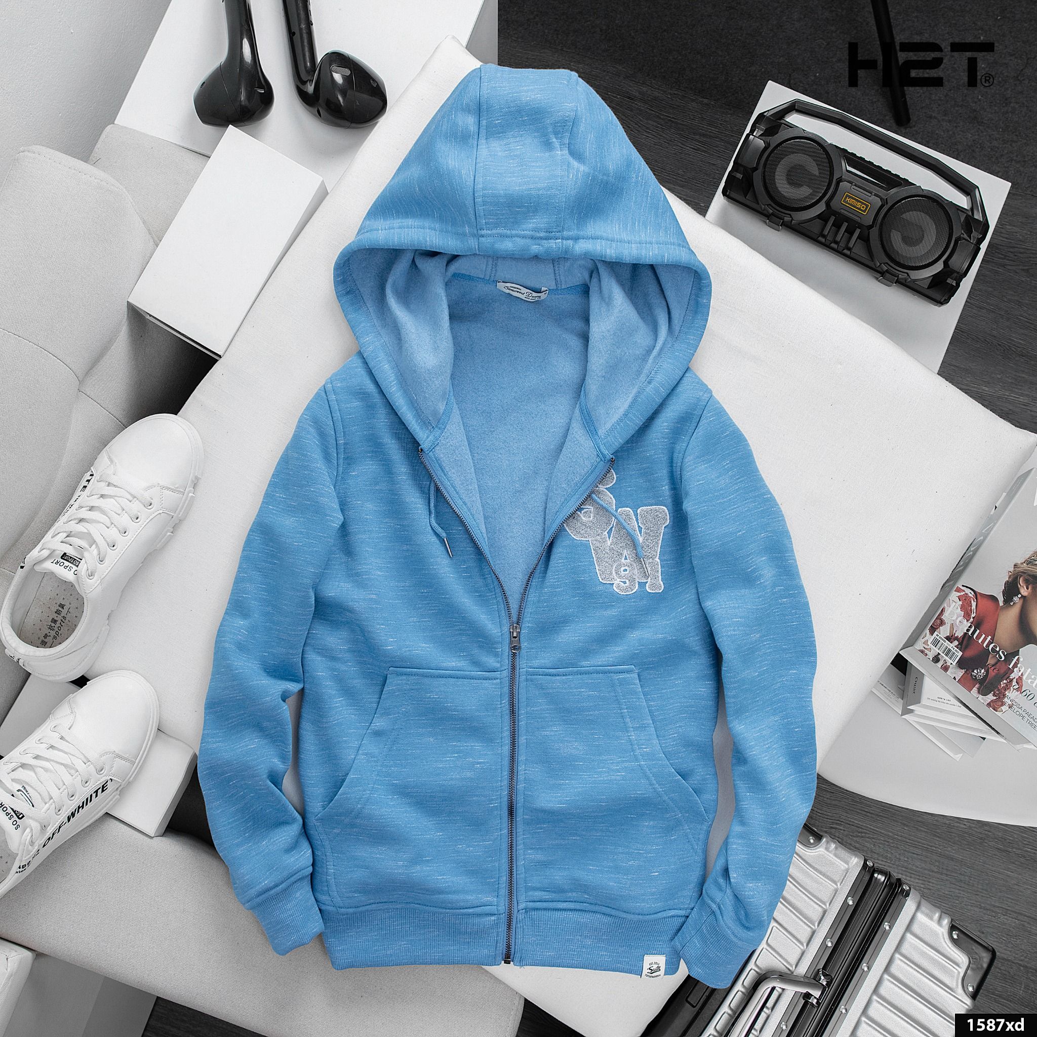 Áo Hoodie Zip Nỉ Bông Logo Thêu Xù SW91 1587
