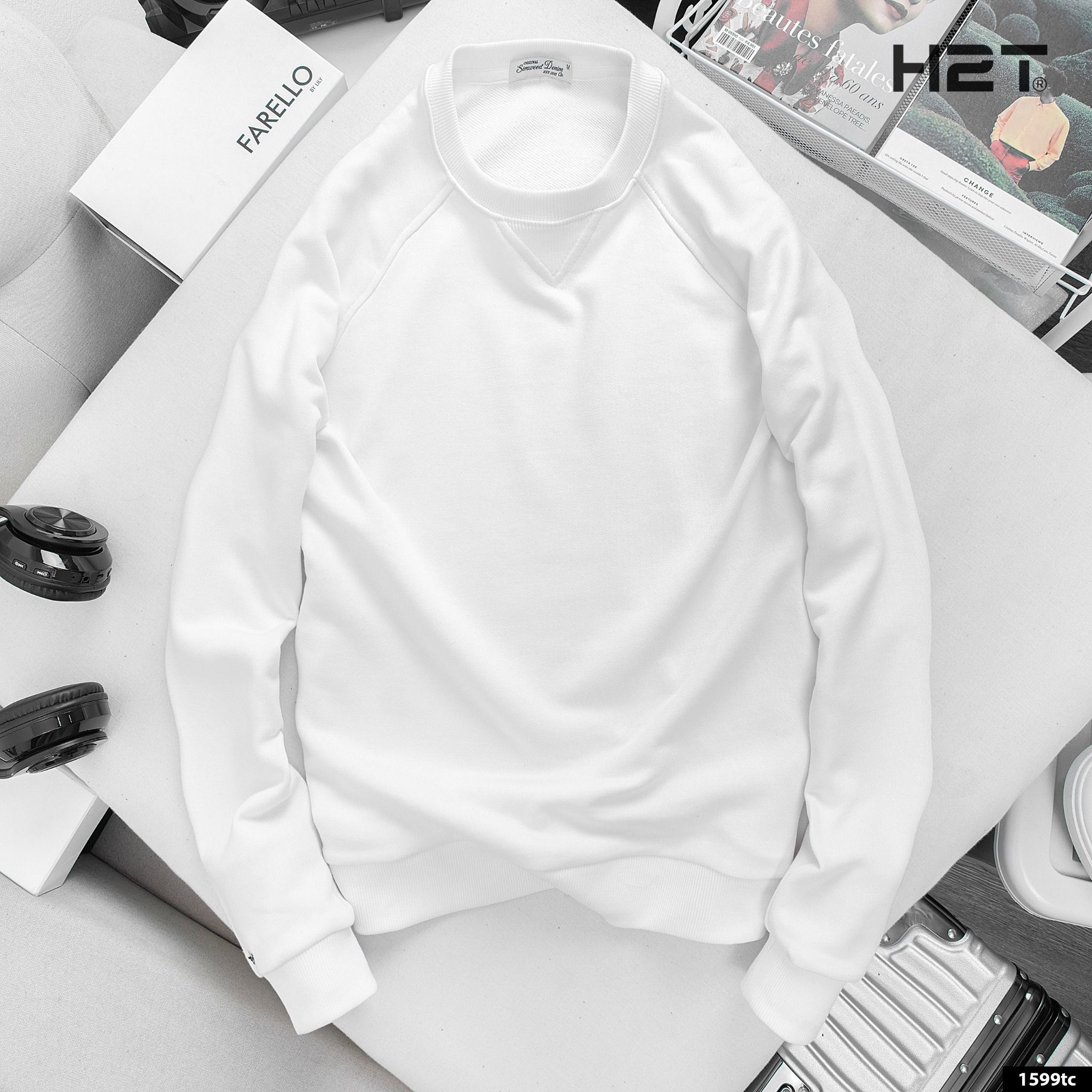 ÁO Nỉ Da Cá Vai Rã Rập Logo In Thêu Tay Áo 1599