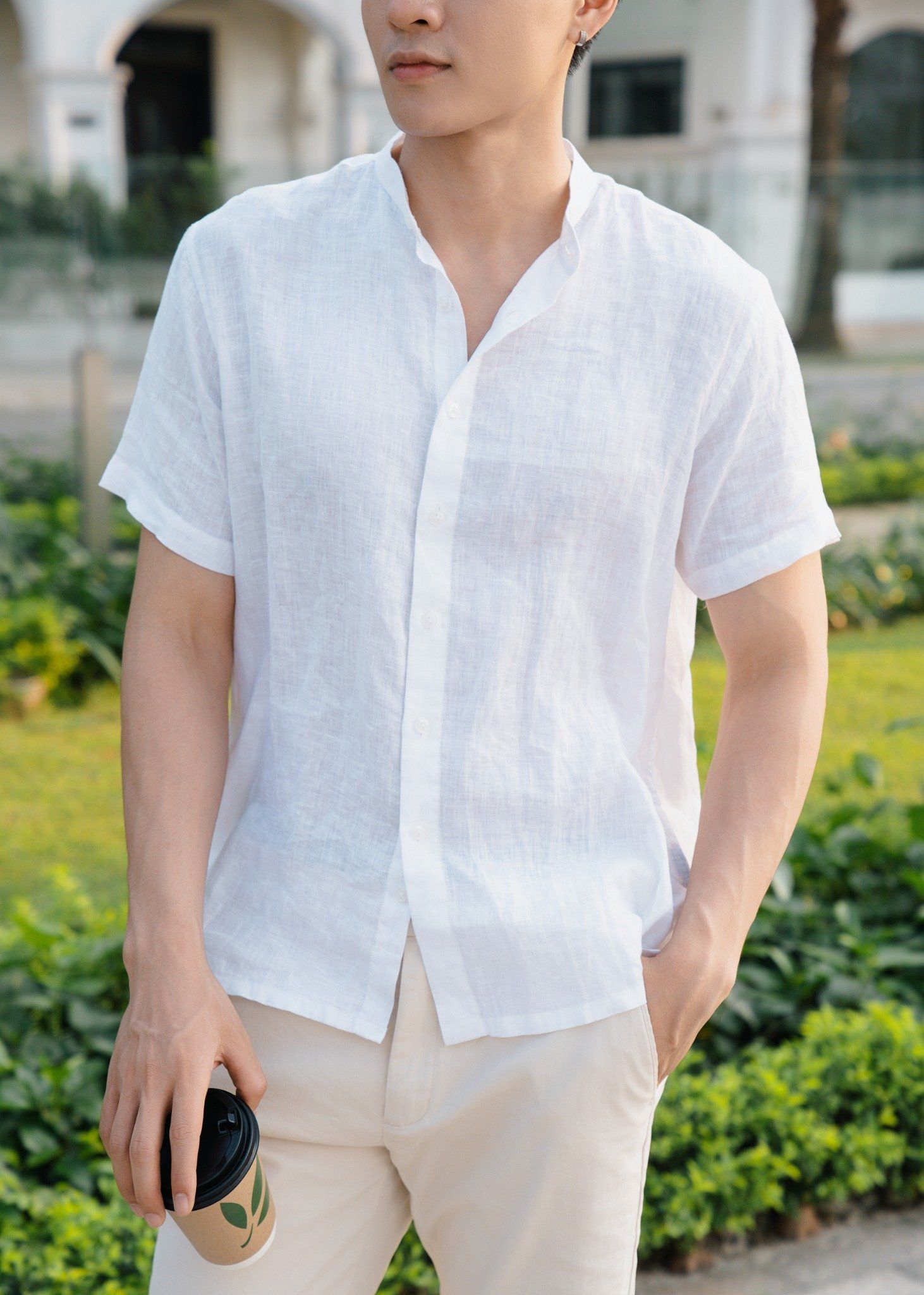 Áo Sơ Mi Đũi Cổ Trụ Collar Linen Shirts 1729