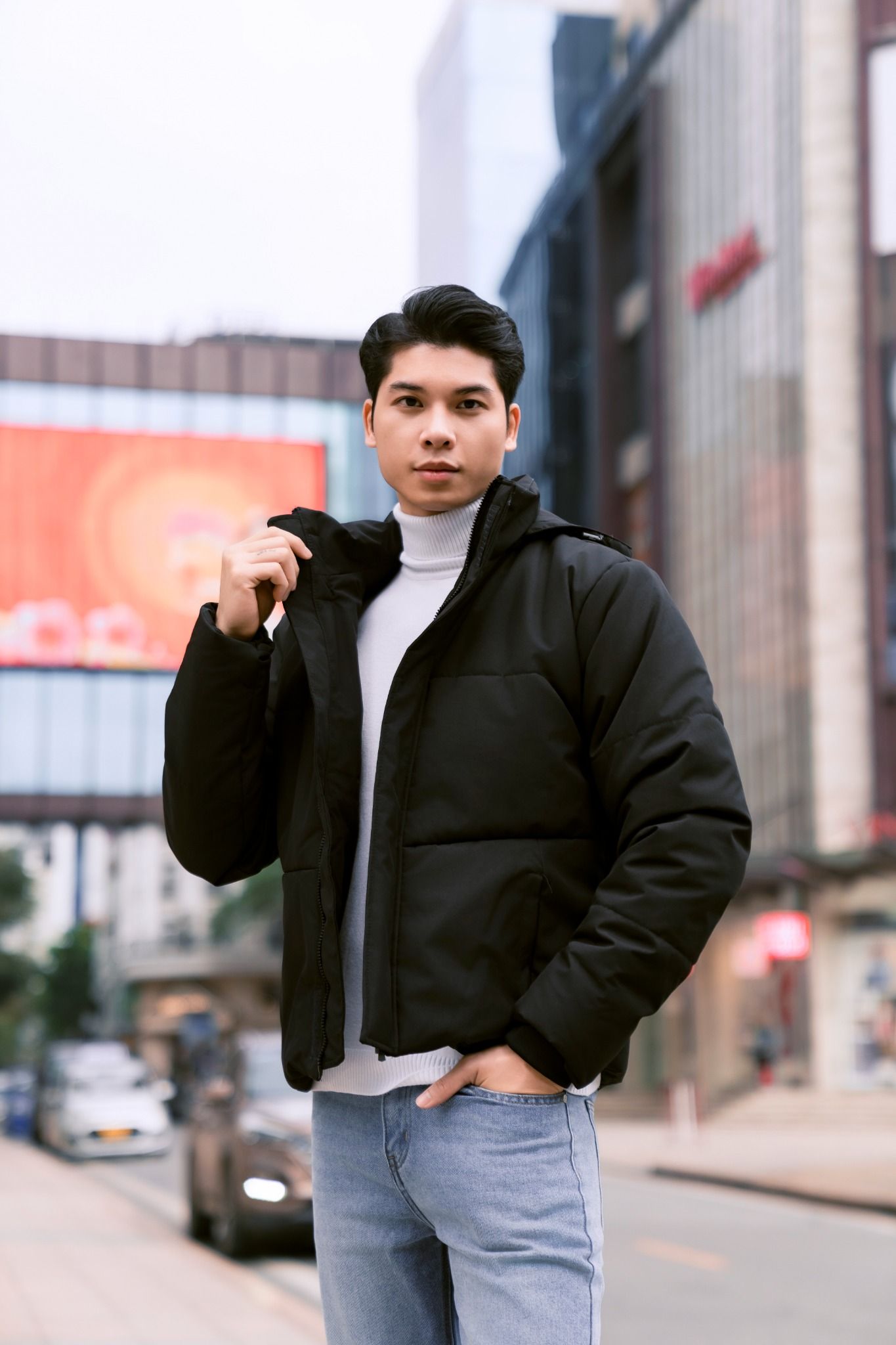 Áo Phao Chần Bông 3 Lớp Siwood Denim Puffer Jacket 1697