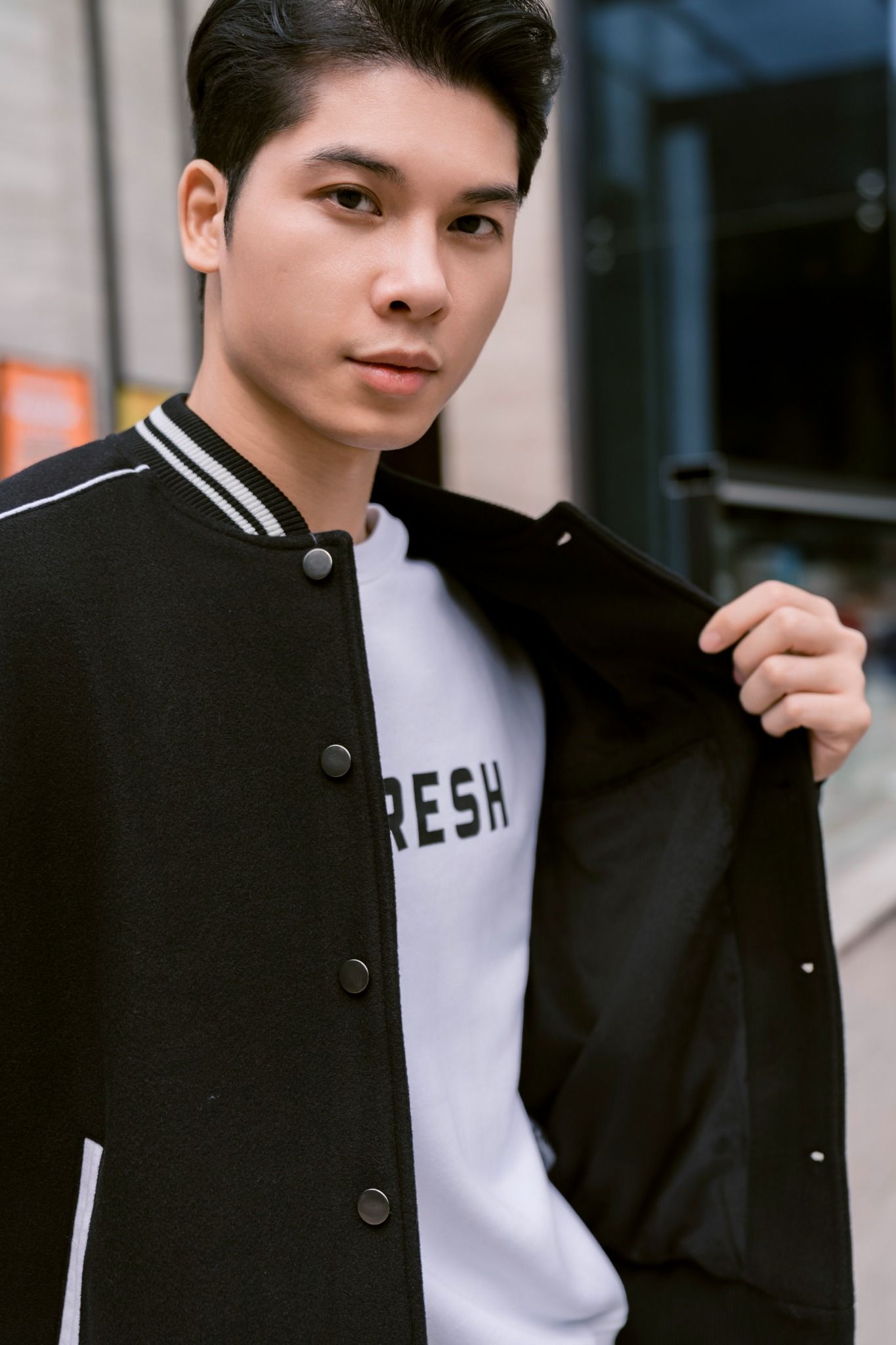 Áo Bomber Varsity Dạ Lót Lông Phối Viền 1690
