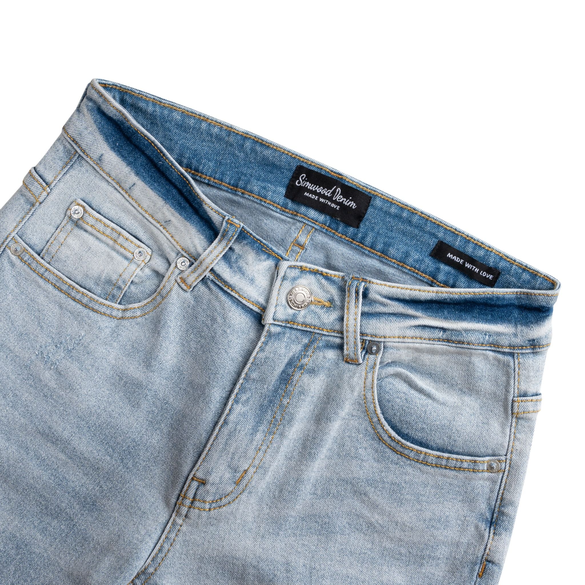 Quần Jeans Light Blue Wash Ripped Slim Tapper 1662 