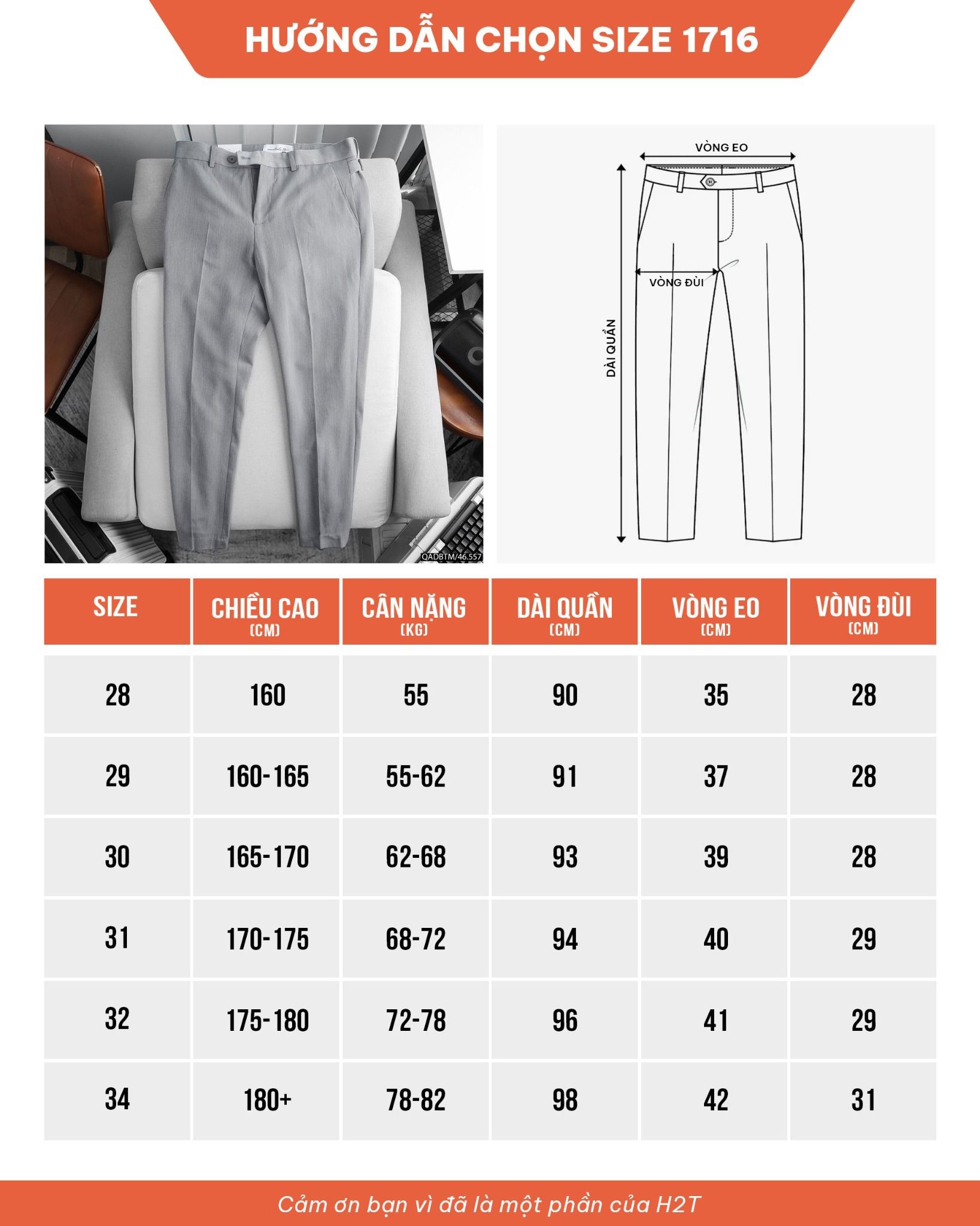 Quần Âu Hông Cài Nút Tab Pants 1716