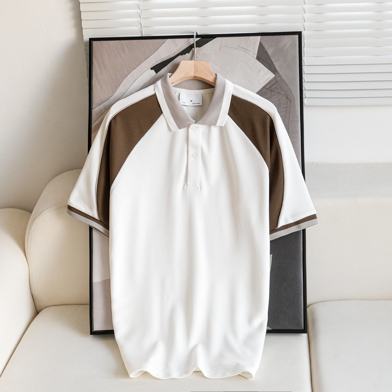 Áo Polo Dệt Cotton ColorBlock phối viền vai 1739