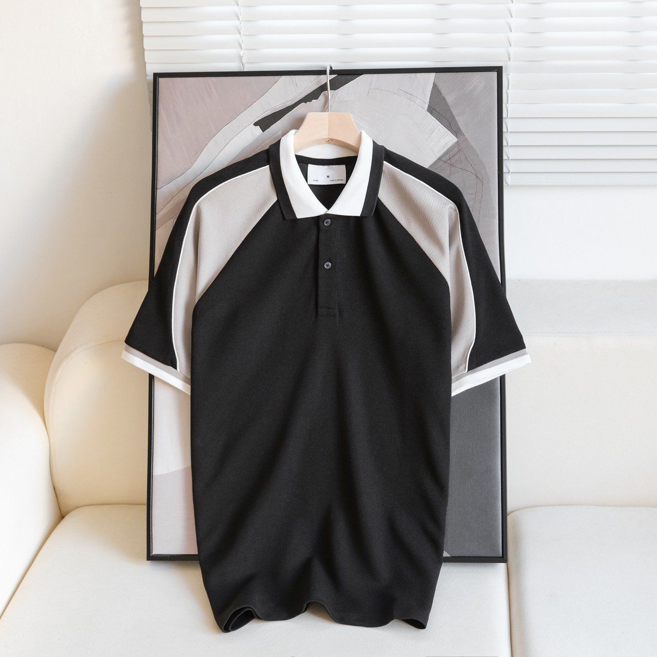 Áo Polo Dệt Cotton ColorBlock phối viền vai 1739
