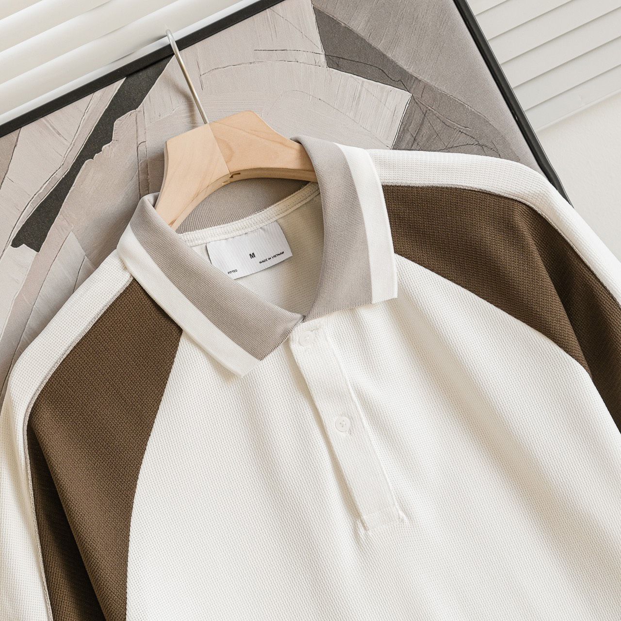 Áo Polo Dệt Cotton ColorBlock phối viền vai 1739