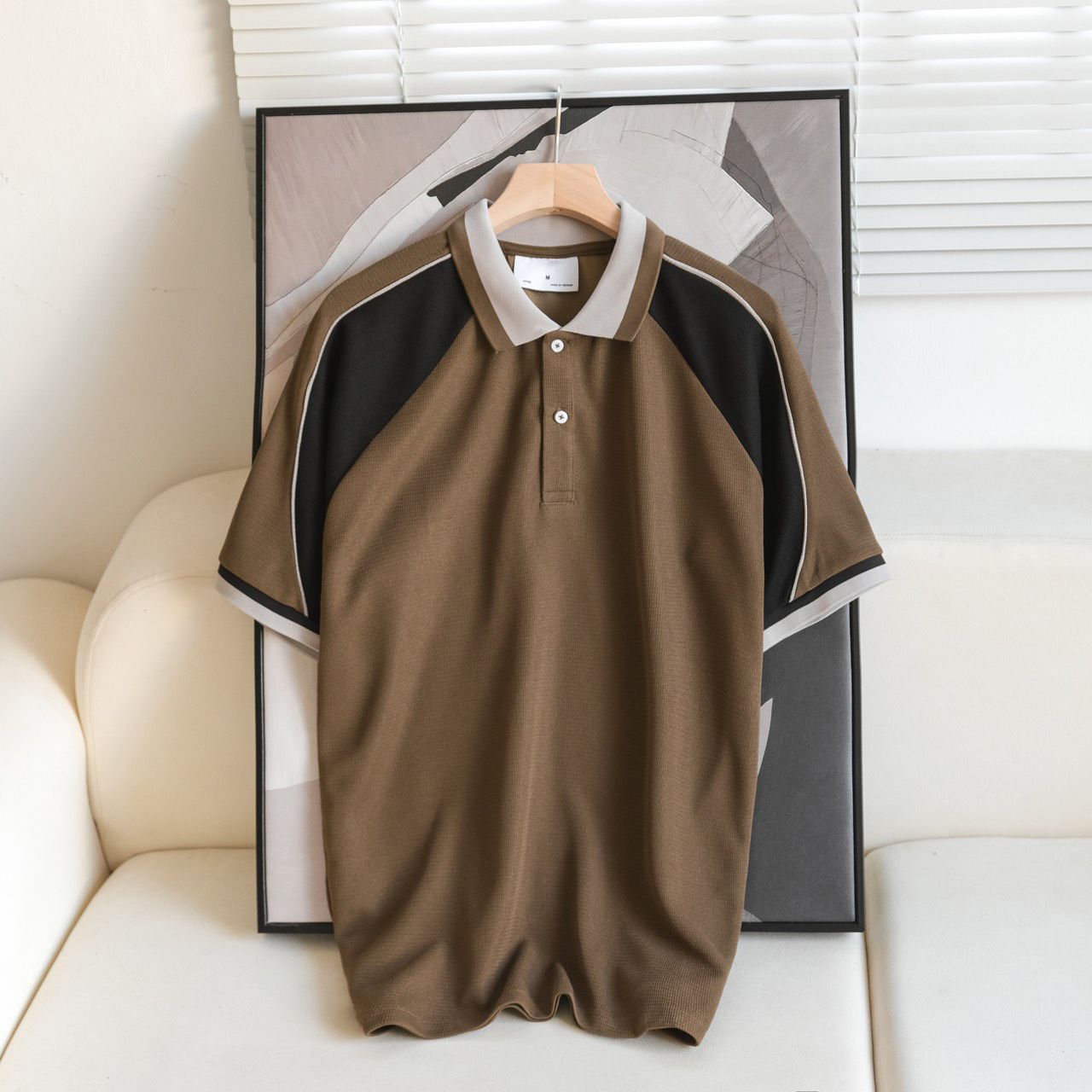 Áo Polo Dệt Cotton ColorBlock phối viền vai 1739