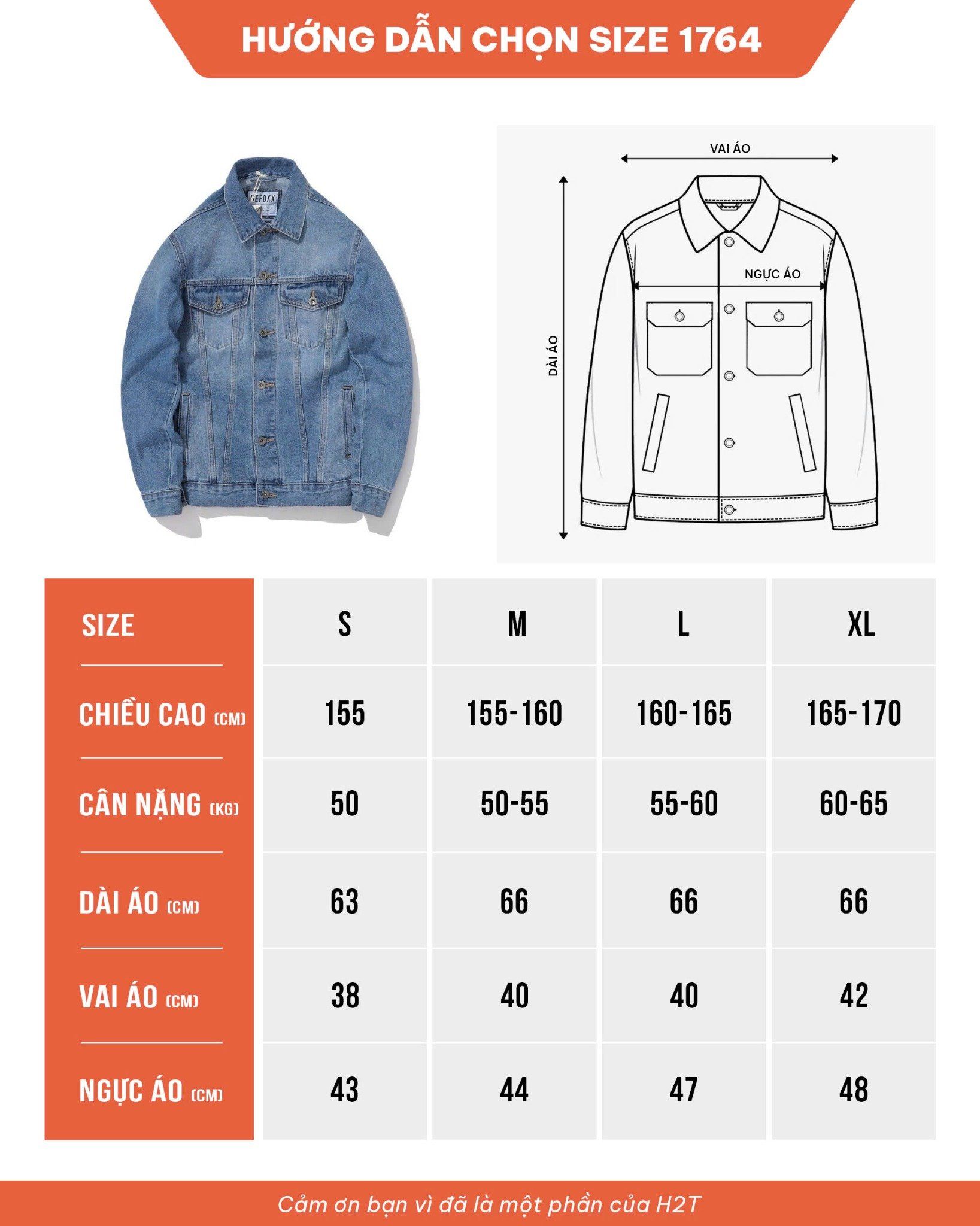 Áo Khoác Jean Slim Fit Denim Jacket 1764