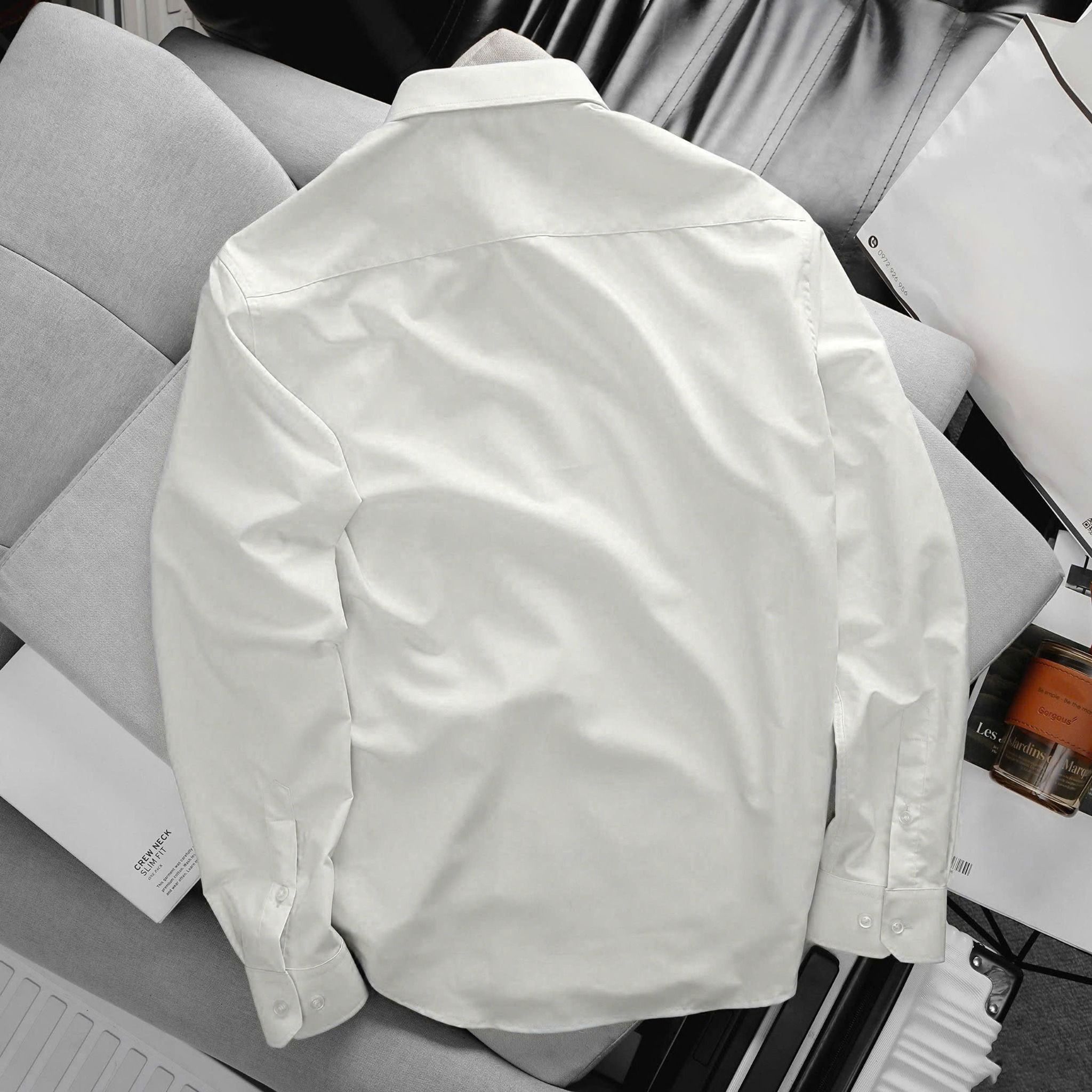 Áo Sơ Mi Trắng Dài Tay Lót Viền Cổ Modal Shirts 1811