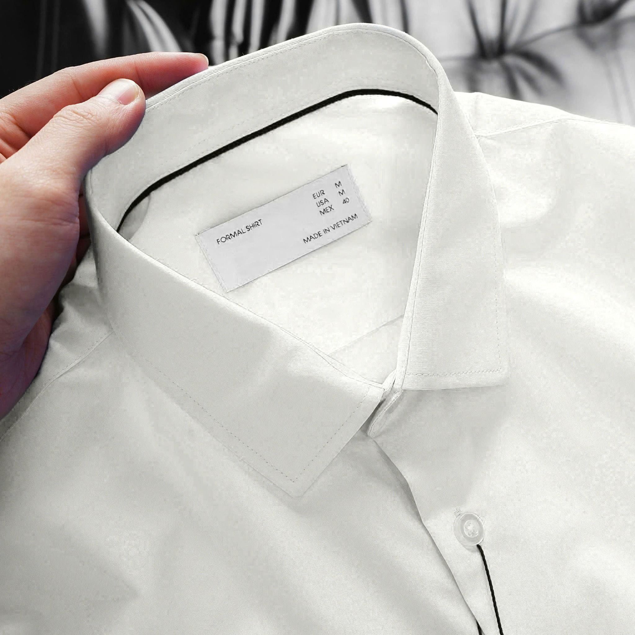 Áo Sơ Mi Trắng Dài Tay Lót Viền Cổ Modal Shirts 1811