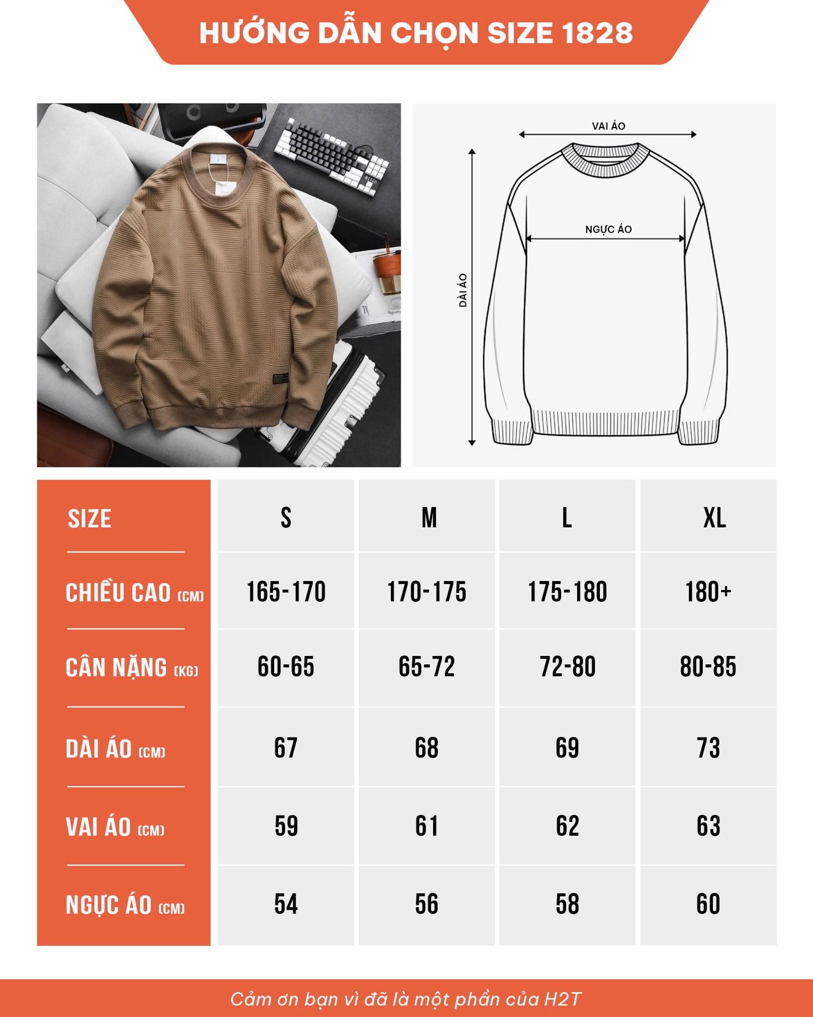 Áo Nỉ Xốp Vân Nổi Regular Sweatshirts 1828