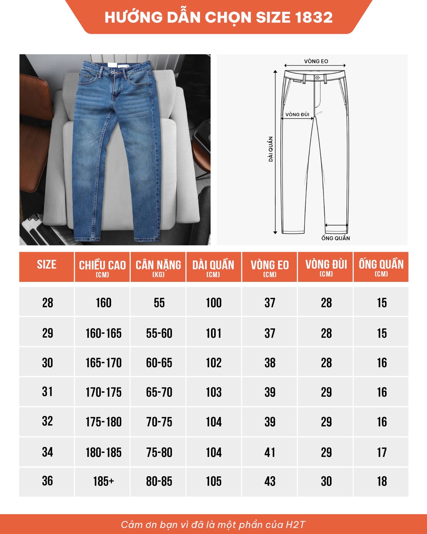Quần Jeans Slimfit Wash 1832