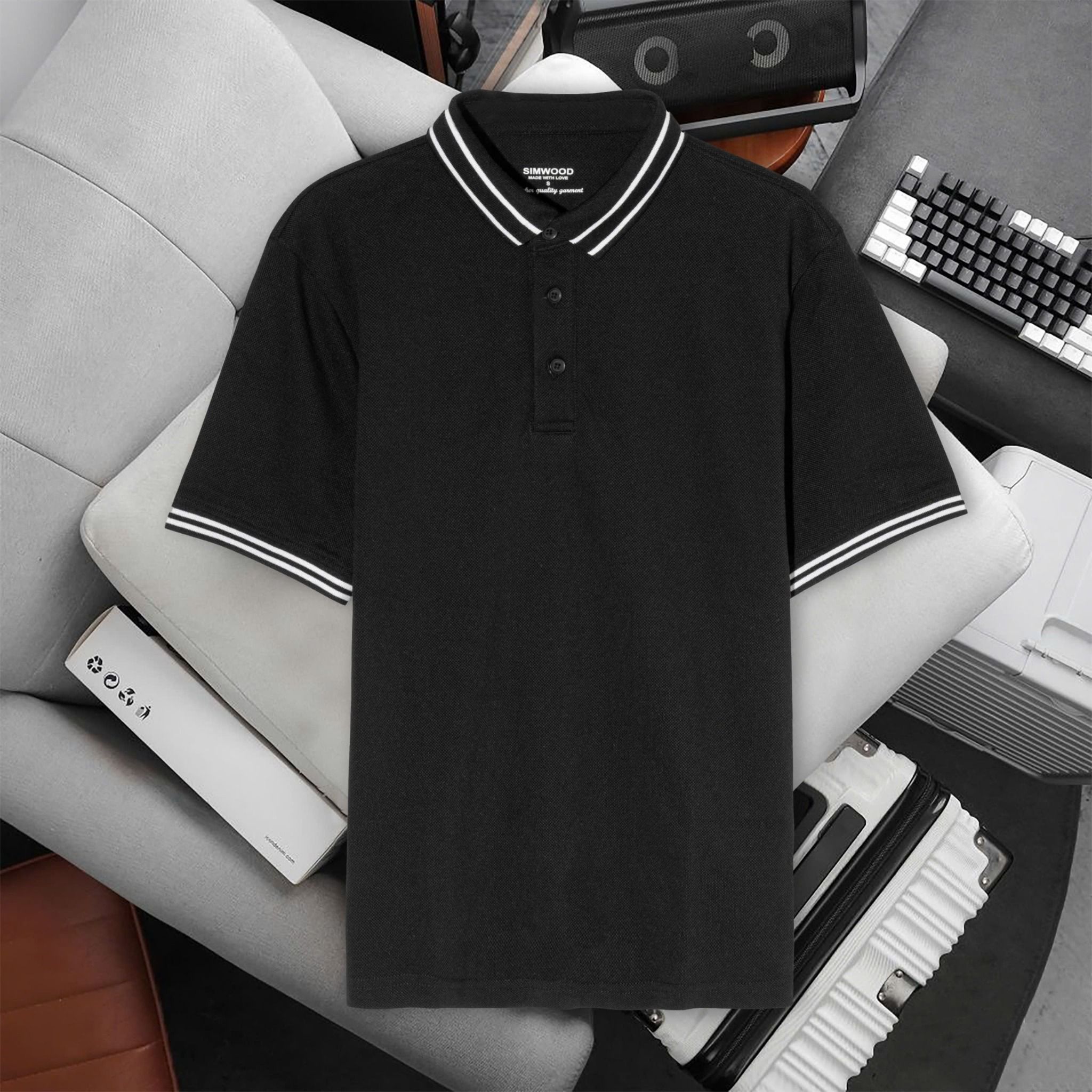 Polo Pique Cá Mập Phối Viền 1664