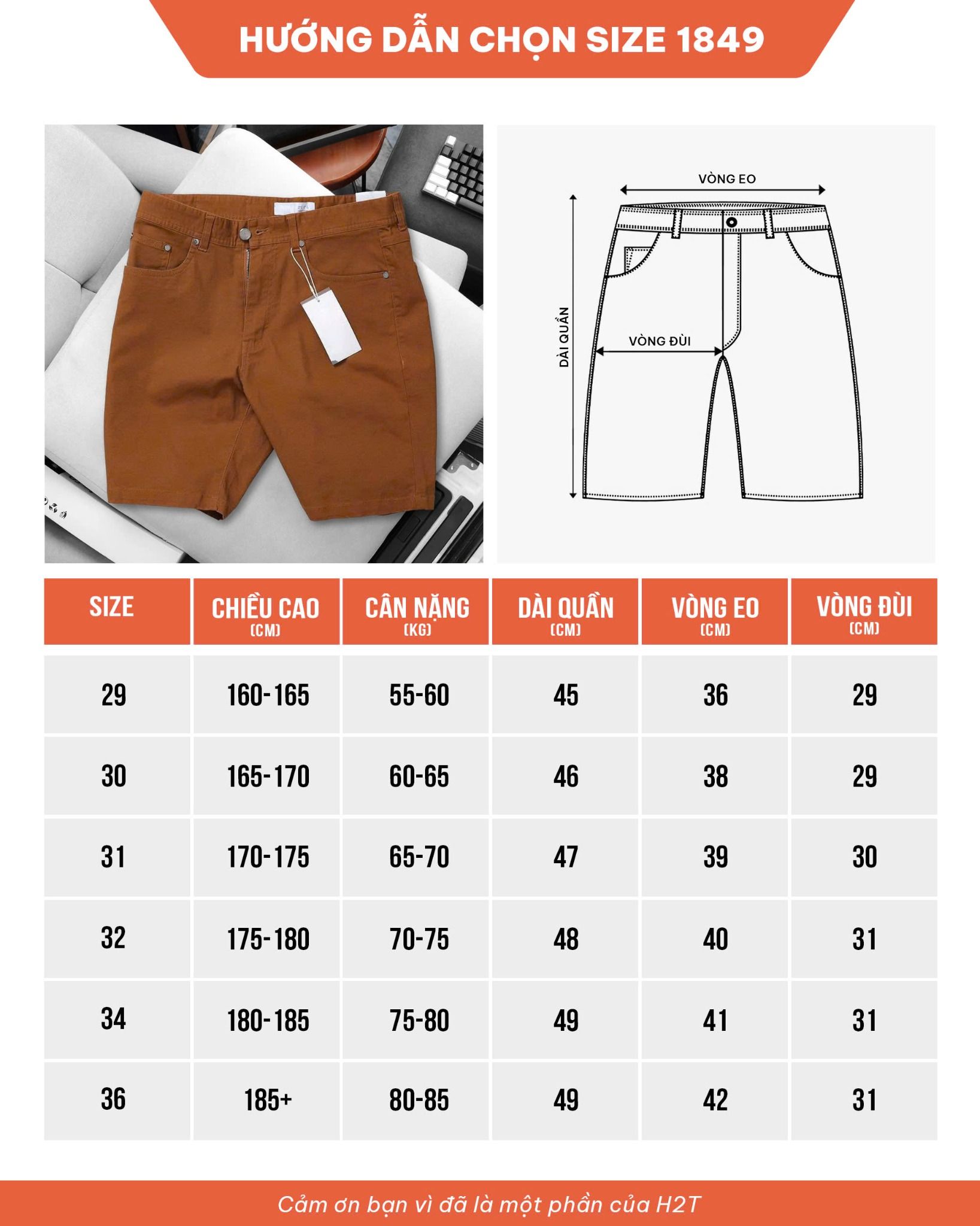 Quần Shorts Kaki Slimfit 1849