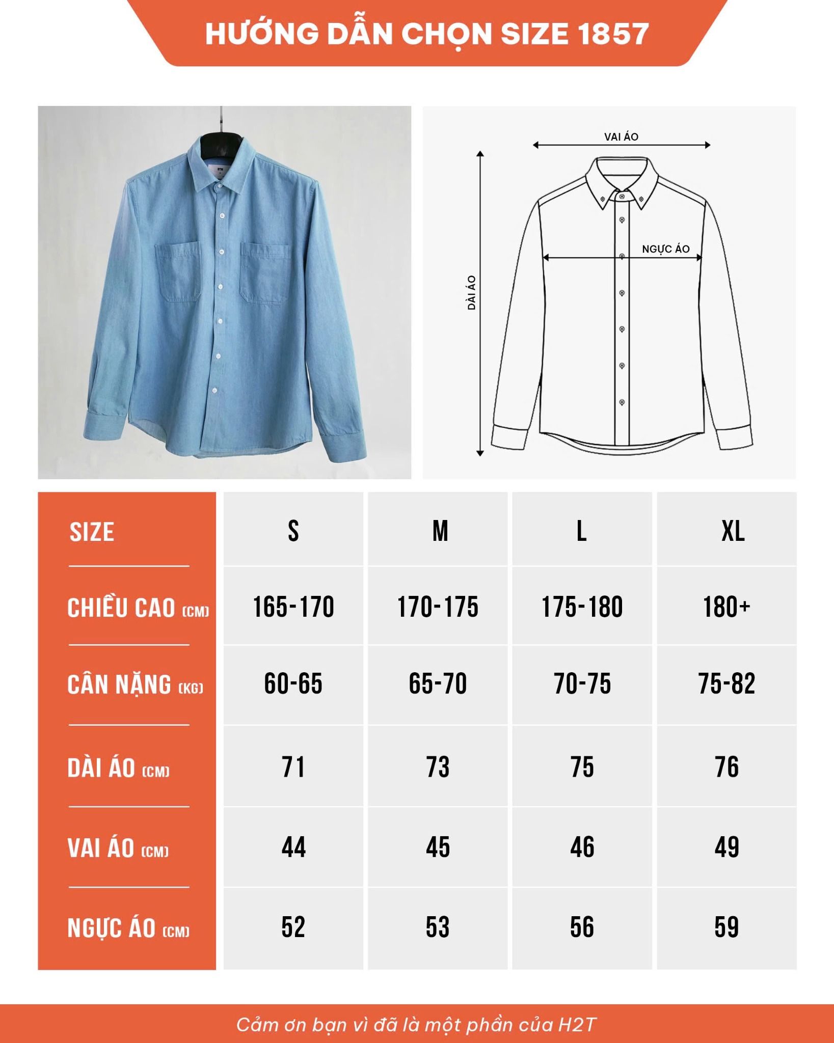 Áo Sơ Mi Denim Shirt Two Pocket 1857
