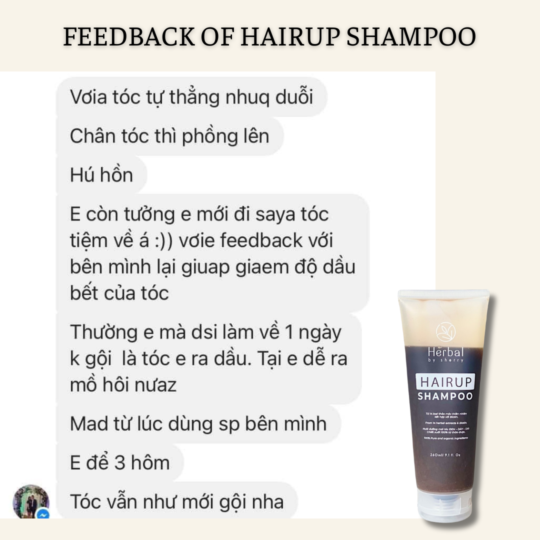 HAIRUP Shampoo - Dầu gội Biotin & Thảo mộc kích mọc tóc (260ml)