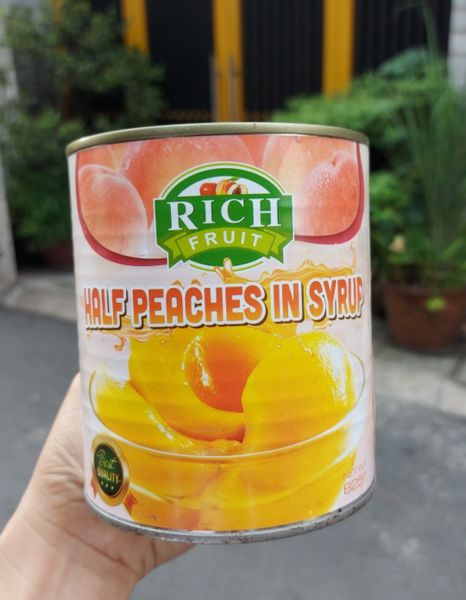 Thùng 12 lon Đào ngâm Rich 825gr - Date 2026