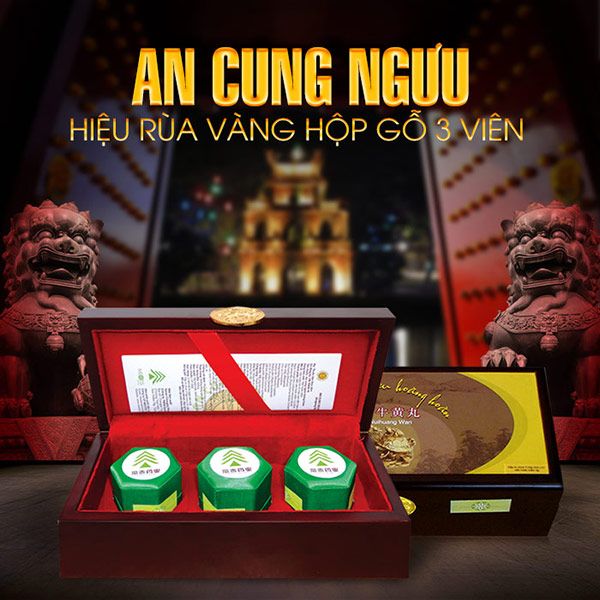  An Cung Ngưu Hoàng Hoàn Rùa Vàng Hộp 3 Viên 