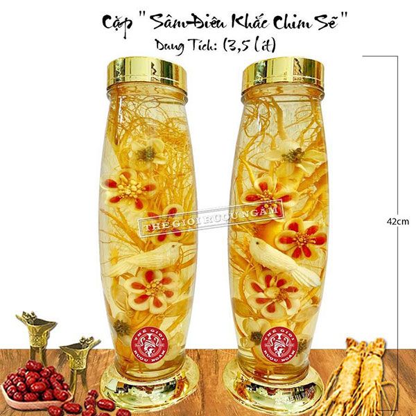  Bình Sâm Điêu Khắc Chim Sẻ 3,5 Lít (Combo 2 Bình) 