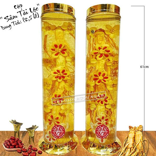  Bình Hoa Sâm Khắc Chữ Tài Lộc 8,5 Lít (Combo 2 Bình) 