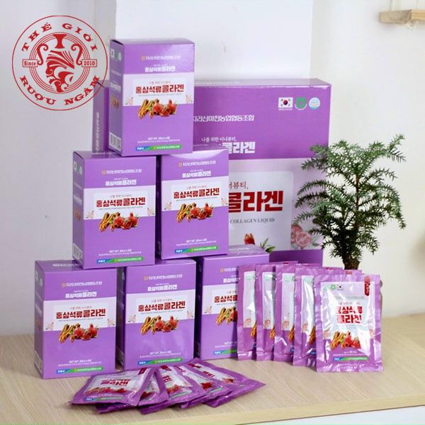  Nước Hồng Sâm Collagen Lựu Hàn Quốc Hộp 30 Gói x 50ml 