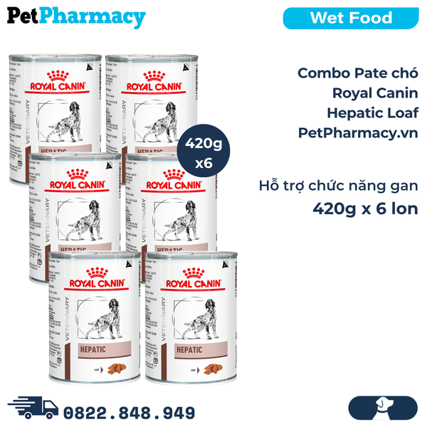  Combo Pate chó Royal Canin Hepatic Loaf 420g - 6 lon - Hỗ trợ chức năng gan 
