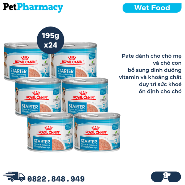  Combo Pate chó Royal Canin Mini Starter Mother & BabyDog 195g - 24 lon - Chó mẹ mang thai & chó con < 2 tháng 