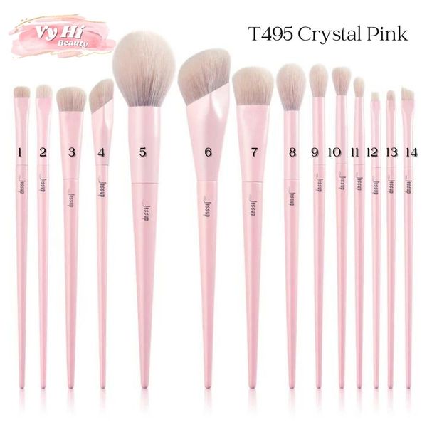 Set cọ Jessup T495 Crystal Pink Premium Vegan 14 cây