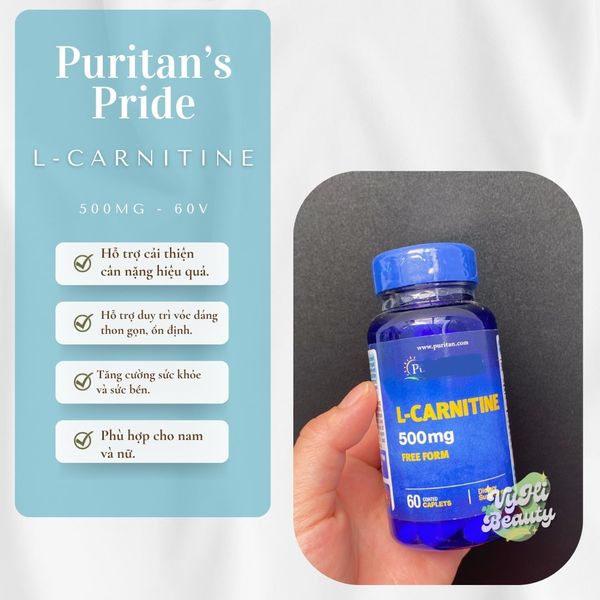 puritan's pride l carnitine Viên uống Puritan's Pride L-Carnitine 500mg Free Form 60 viên – Vy Hí Beauty