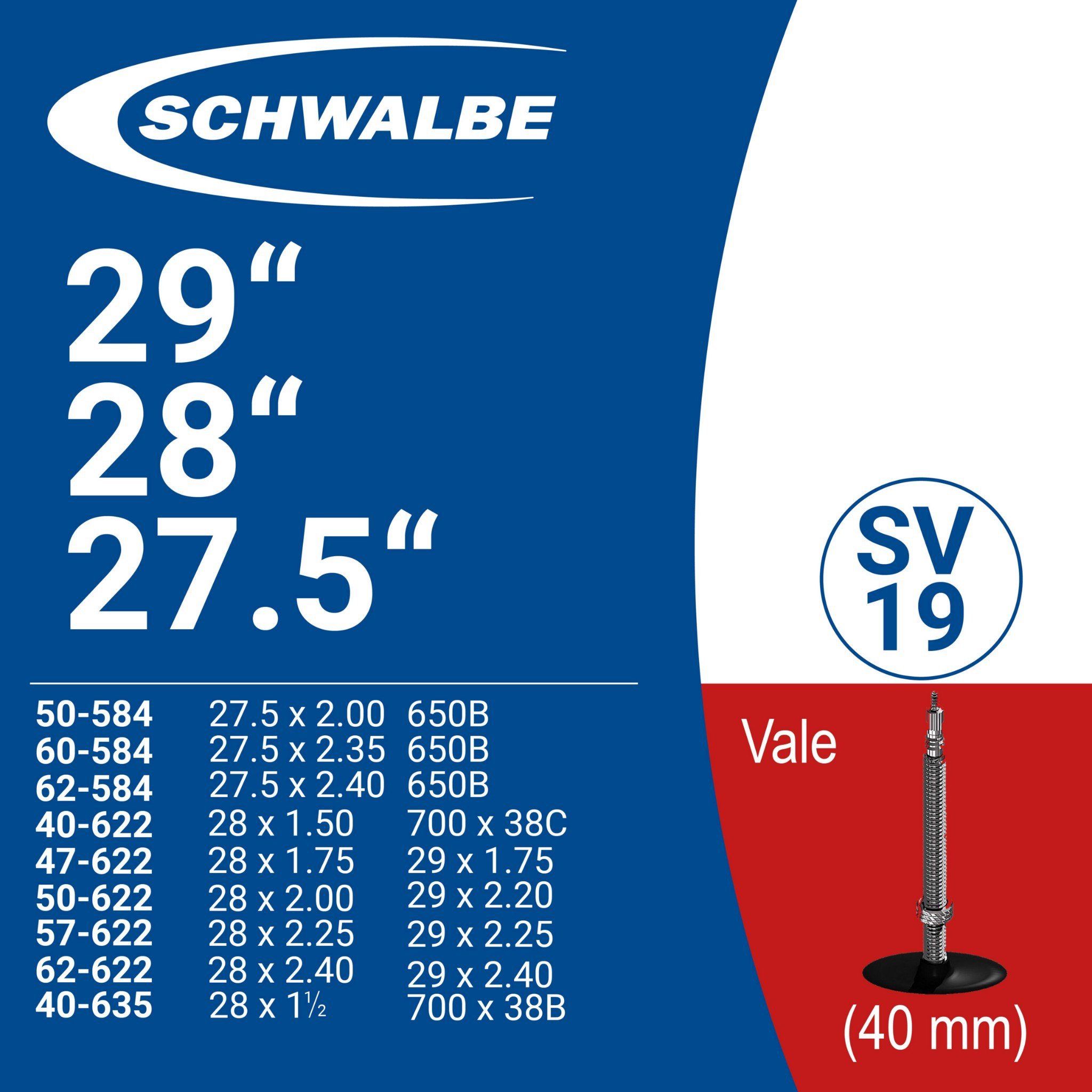  Ruột xe đạp Schwalbe 27,5 / 29 inch van Pháp 