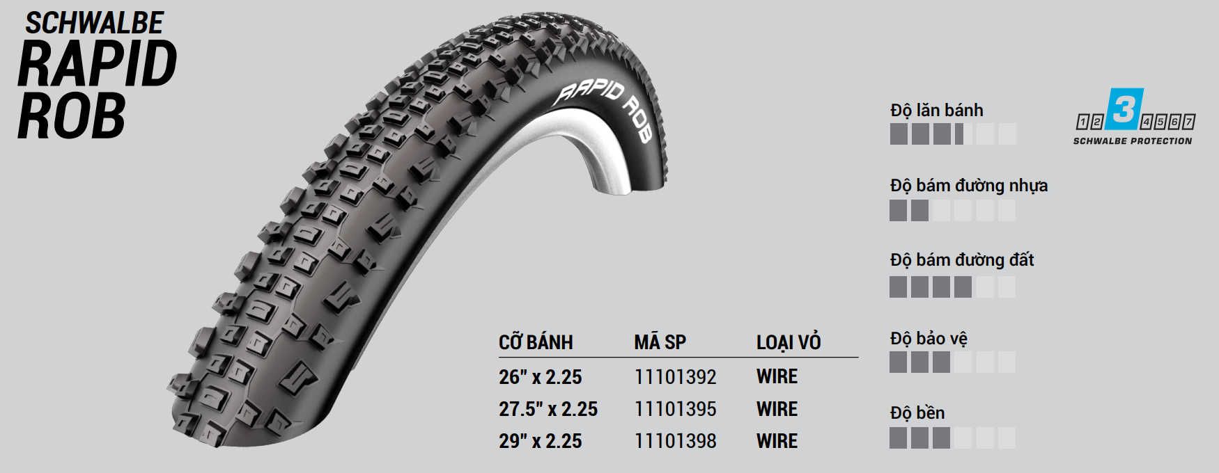 Vỏ xe đạp MTB Schwalbe Rapid Rob 29 x 2.25