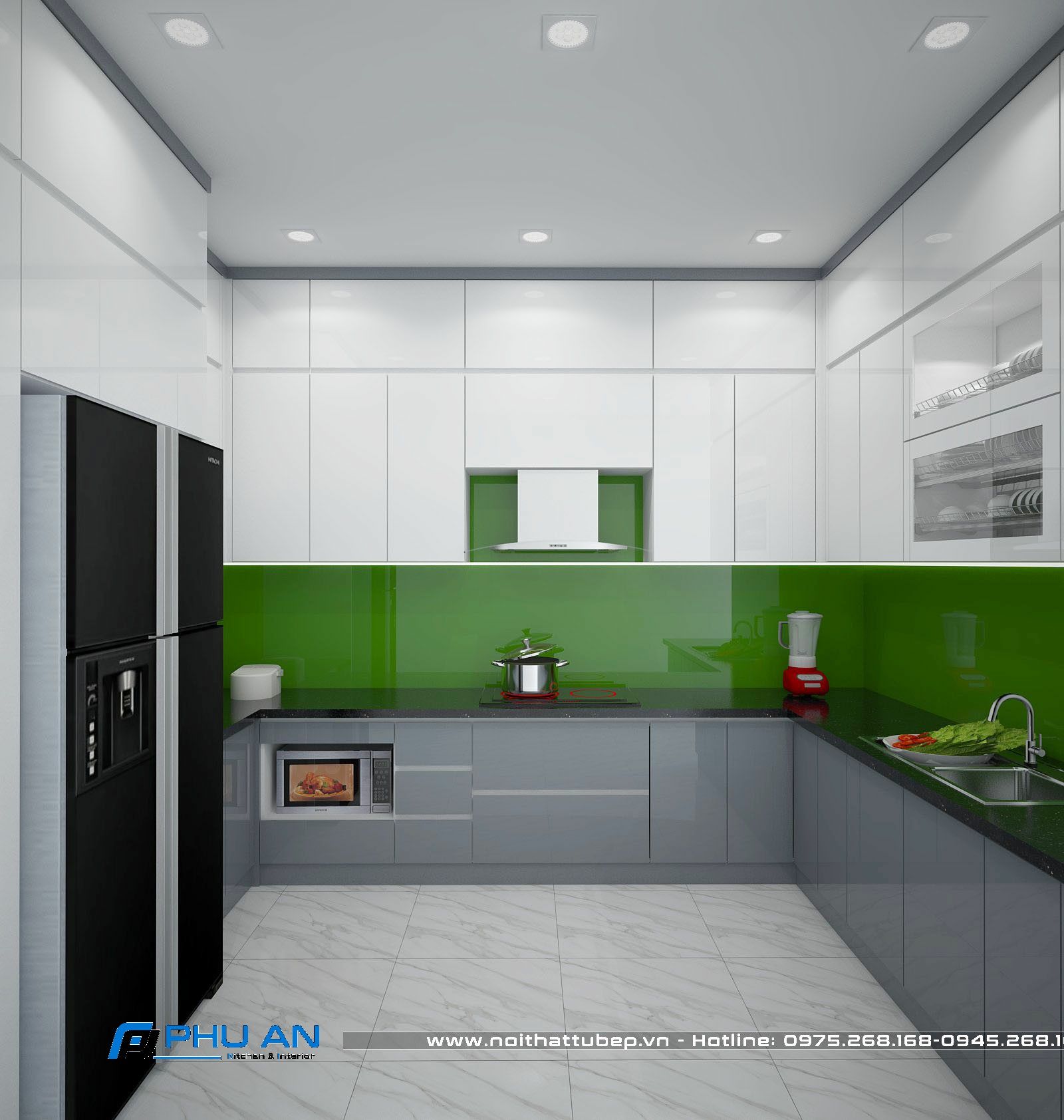 Tủ bếp gỗ Acrylic TBA10